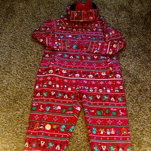 Disney Minnie Mouse Christmas Holiday Bodysuit With Ears And Bow Size Large